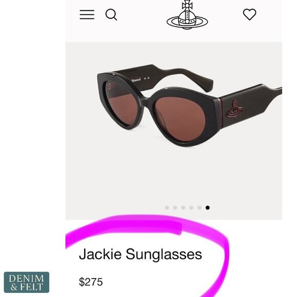 Vivienne Westwood Jackie Sunglasses Black/Brown UV Protection NEW/NWT!!